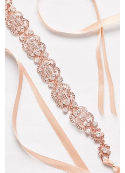 David's Bridal Pink (Filigree Crystal Double-Ribbon Sash)